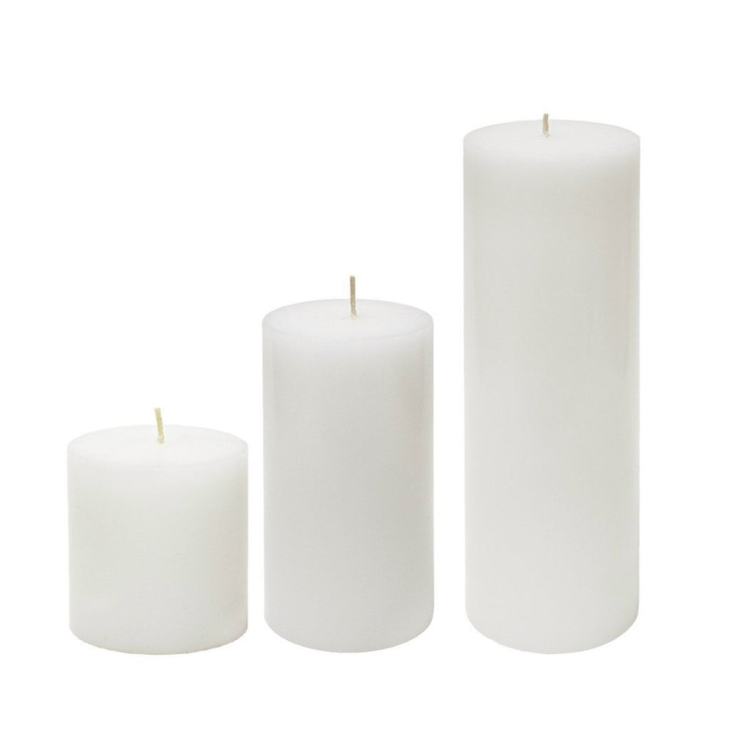 Set of 3 Unscented Pillar Canldes