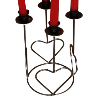 Heart Design Metal Holder for 4 Taper Candles