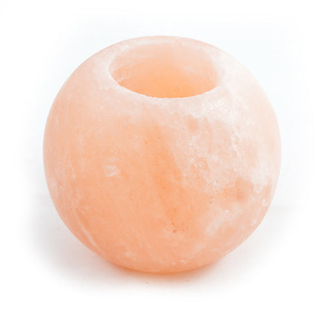 Polished Sphere Rock Salt Candle Holder